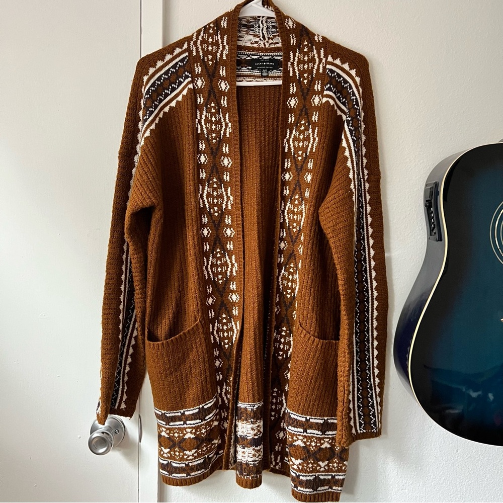 Brown Patterned Boho Cardigan